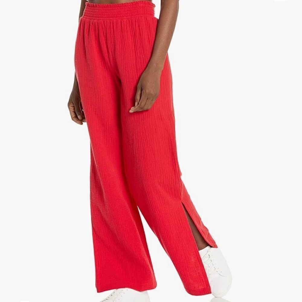 Monrow Women's gauze Smocked Wide Leg Pants size large